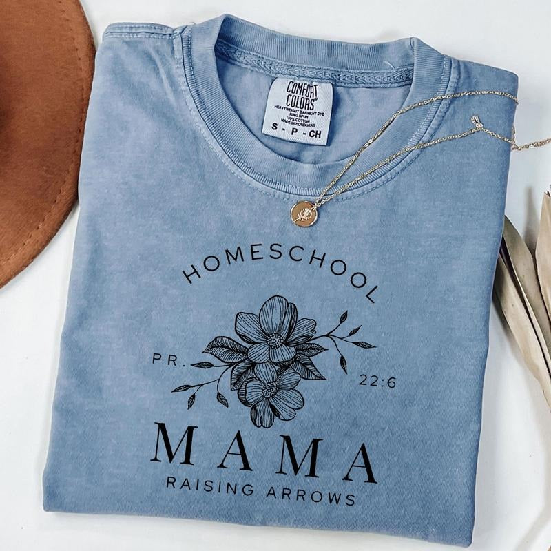 Comfort Colors Homeschool Mama Shirt, Homeschool Mom Shirt, Home School Teacher Gift, Mama Floral Tee, Mother's Day Gift, Unisex T-Shirt