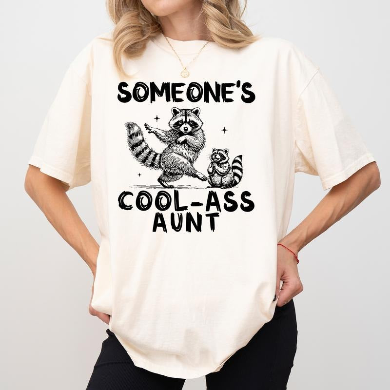 Cool Aunt Comfort Colors Shirt, Funny Auntie T-shirt, Raccoon Meme Auntie Graphic Tee, Cool Aunts Club Clothing, Cute Titi Outfits, Gift For Aunt