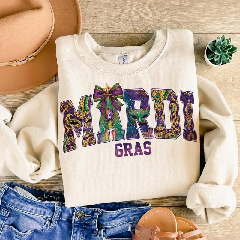 Coquette Mardi Gras Fleur De Lis Mardi Gras Varsity Cotton Menswear