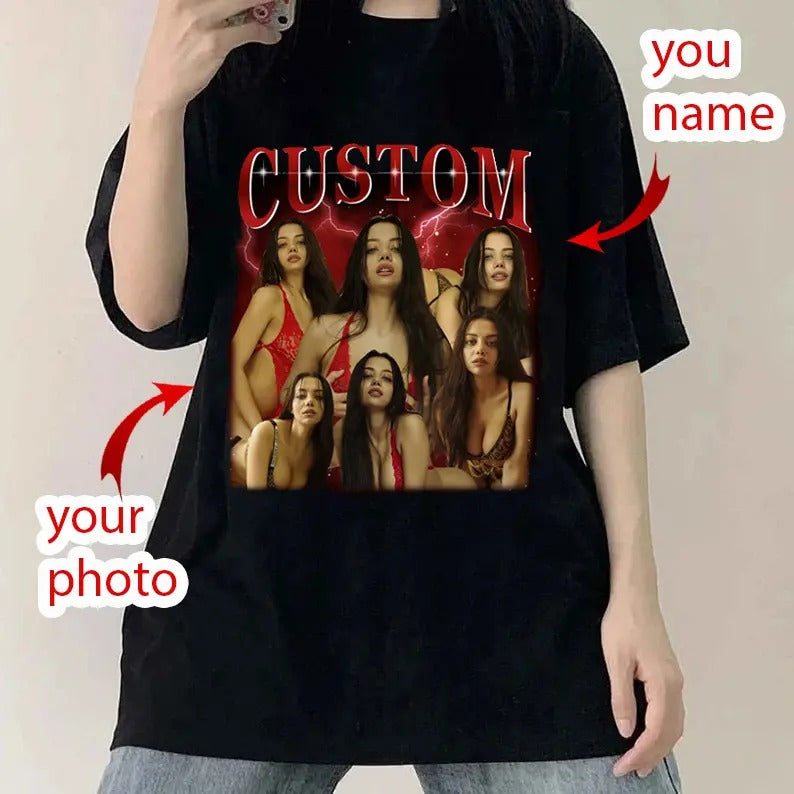 Custom Bootleg Rap Tee Shirt, Personalized Photo Bootleg Shirt, Custom Your Own Bootleg Idea, HL37