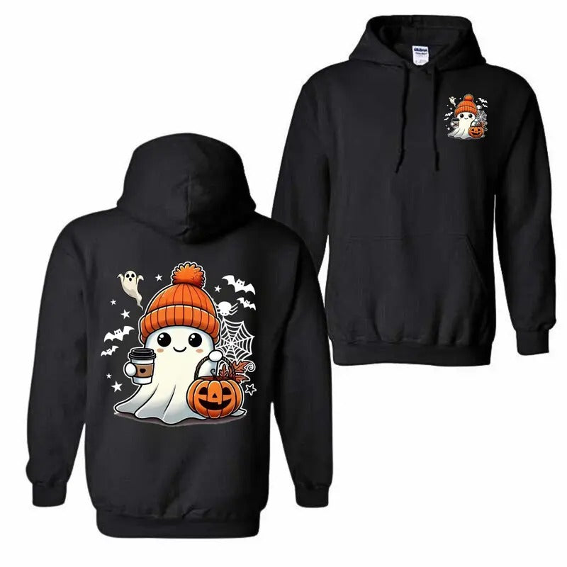 Cute Ghost Coffee Hoodie, Сute Little Ghost Iced Coffee Hoodie, Boo Ghost Hoodie, Ghost Coffee Crewneck, Halloween Coffee Lovers Hoodie, Spooky Season Hoodie