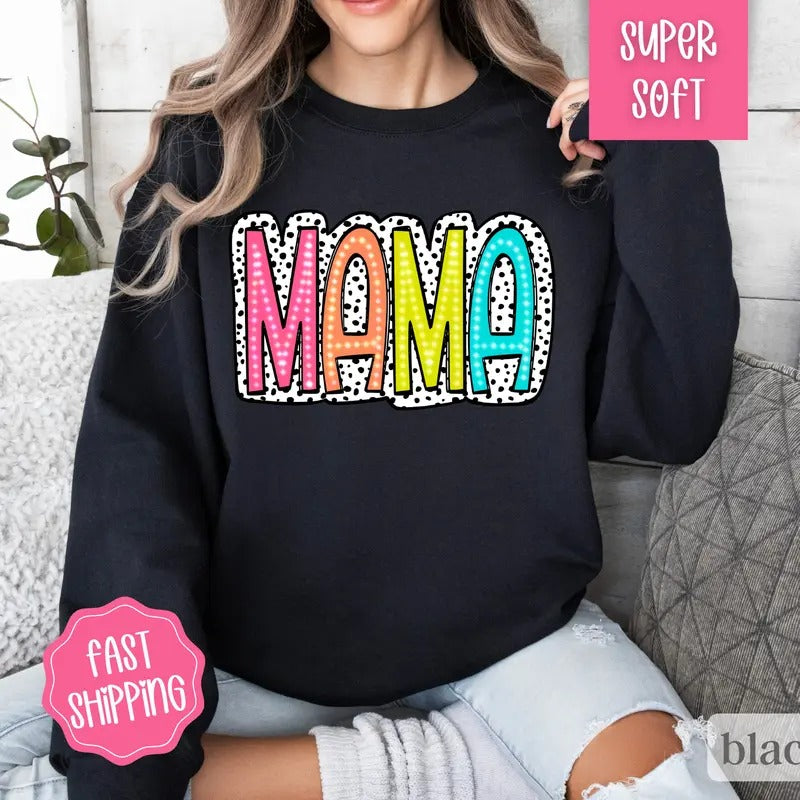 Cute Mama Sweatshirt, Mother's Day Gift, Mama Crewneck, Oversized Sweatshirt, Gift for Mom, Mom Sweatshirt Fabric Womenswear