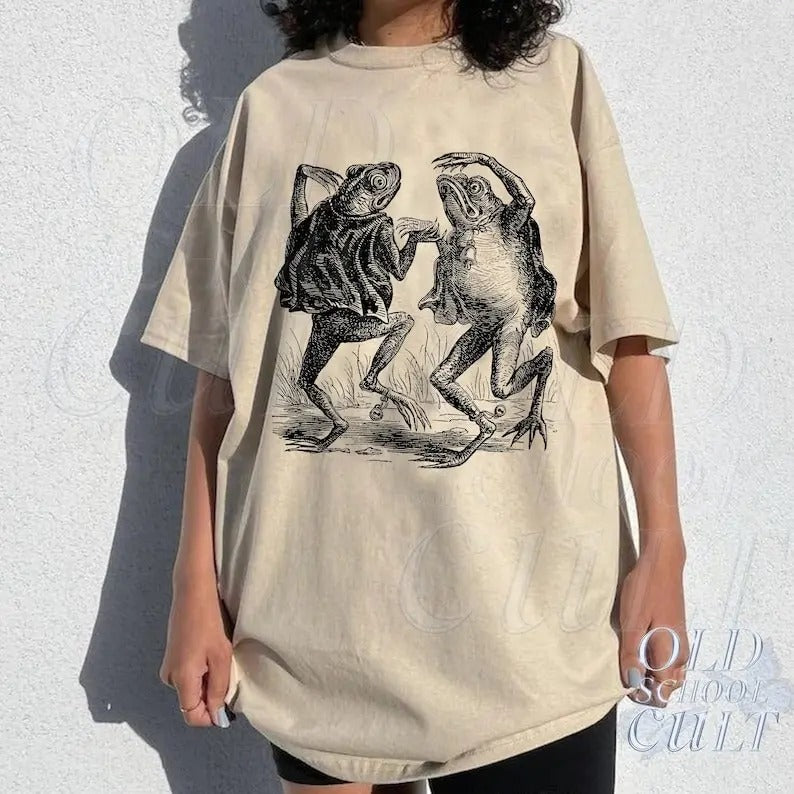 Dancing Frog 90s Retro Shirt, Vintage Frog Graphic T-Shirt, Cute Funny Frog Tee, Frog Lovers Tee, Vintage Fall Shirt, Unisex Cotton Shirt