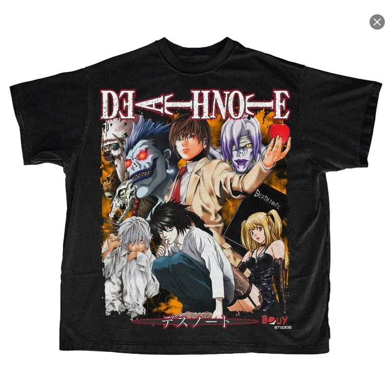 Death Note Vintage Bootleg Style Graphic Anime T-Shirt,y2k anime tee