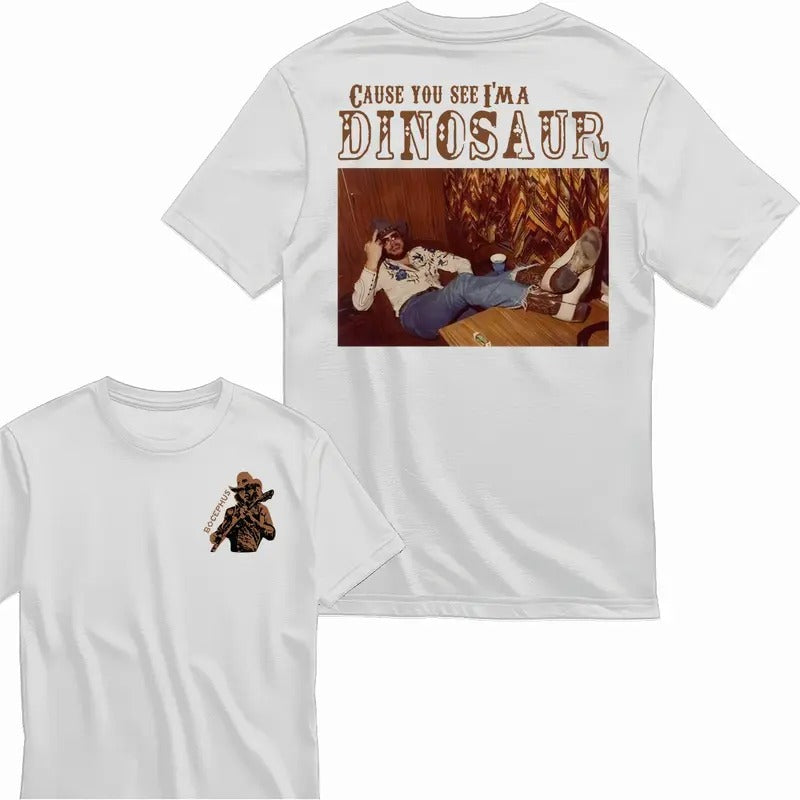 Dinosaur Hank Williams Jr. Bocephus Western Southern Retro Boho Hippie Shirt Classic Outlaw Country Music Graphic