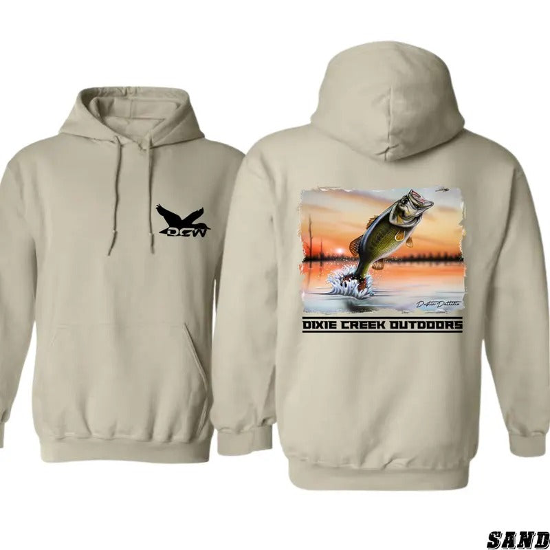 Dixie Creek Outdoors Hoodie - Dynamic Fishing Graphic Featuring Leaping Fish Design, country boy clothing, camo country hoodies, Ideal for Outdoor Enthusiasts and Anglers, Unisex Hoodie for Comfort and Style Menswear Sweaters Tops Underwear