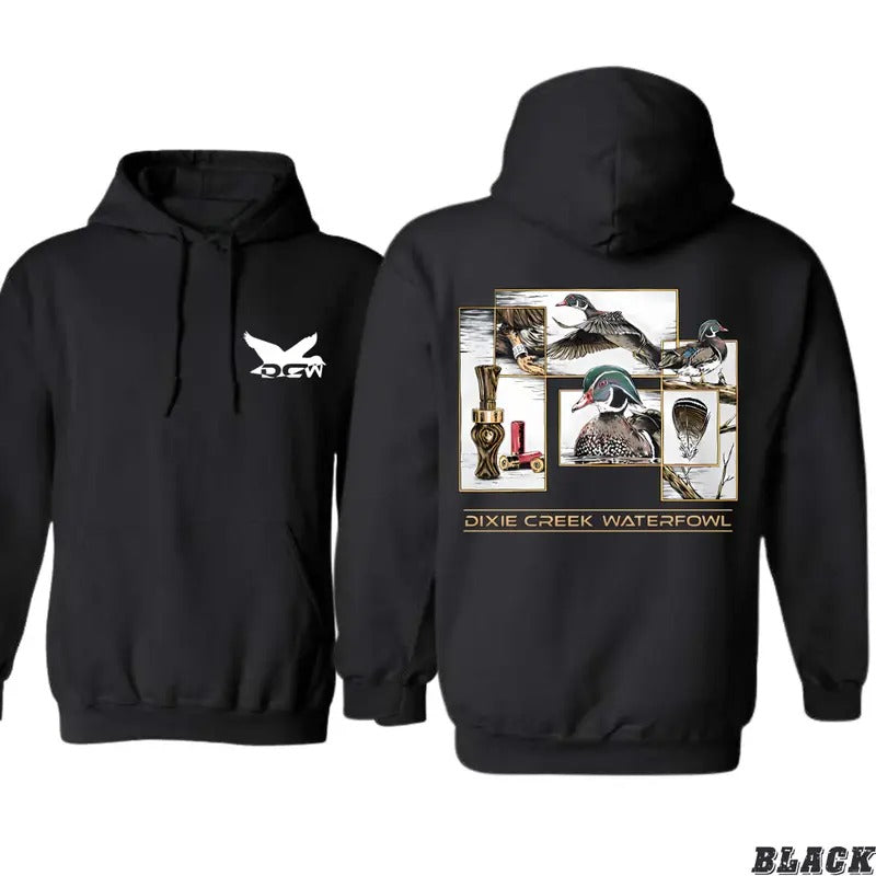 Dixie Creek Waterfowl Hoodie - Detailed Duck Hunting Graphics, Unisex Sweatshirt with Rugged Style, Perfect for Outdoor Enthusiasts and Nature Lovers