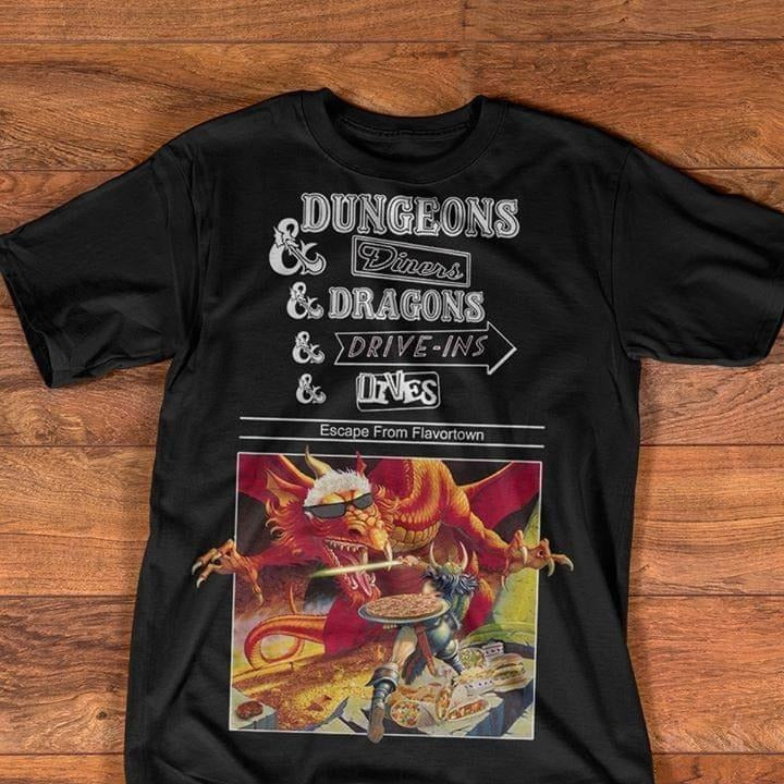 Dungeons Diners Dragons Drive Ins Escape From The Flavortown T-Shirt, DnD, Vintage Unisex Tees, Unisex T-Shirt, For Men Women Menswear Top