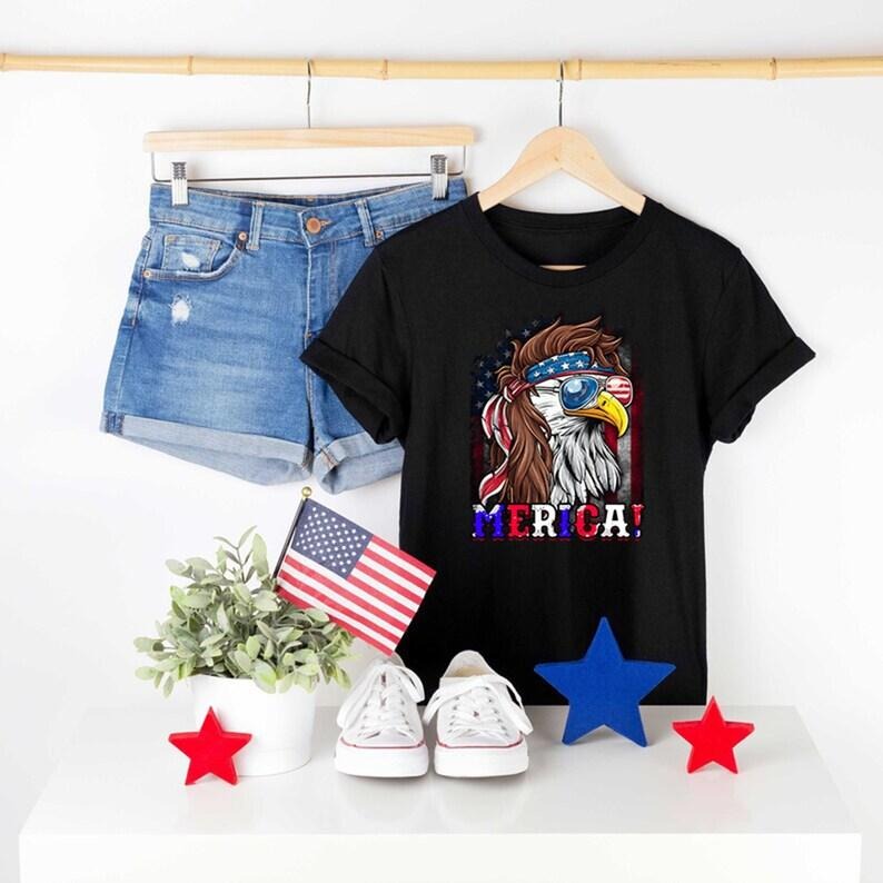 Eagle Merica Shirt, Merica Mullet Eagle Shirt, American Eagle, American Flag, 4th of July Shirt, Independence Day Tee, Shirt For 4th of July
