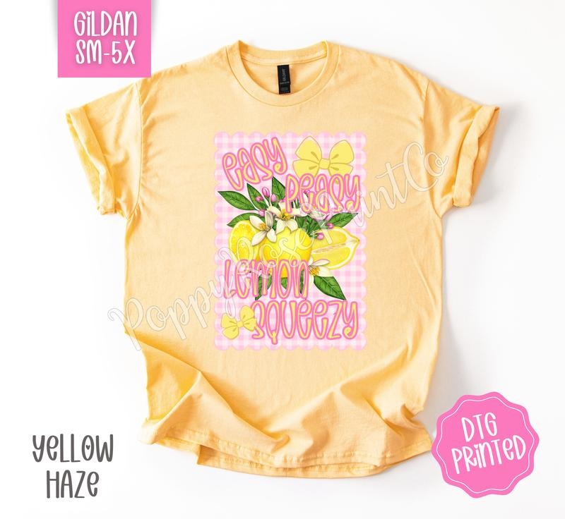 Easy Peasy Lemon Squeezy Gildan Shirt, Cute Fruit Tshirt, Trendy Summer Tee, Gift for Her