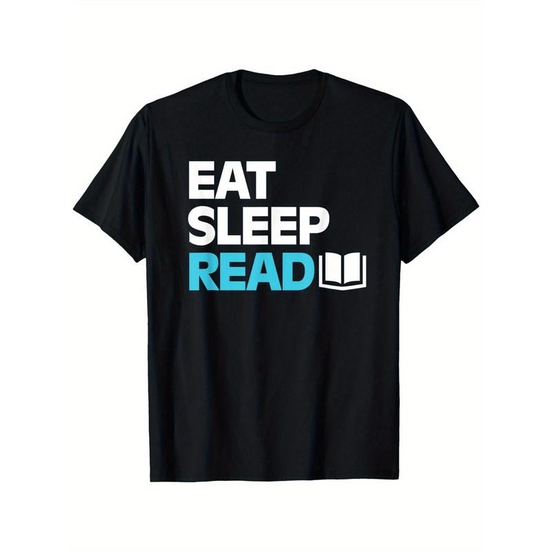 Eat Sleep Read" Graphic Tee - 100% Cotton, Casual T-Shirt for All Seasons, Perfect Gift for Men & Women, Black, Best for Christmas, Perfect for Thanksgiving Made in USA