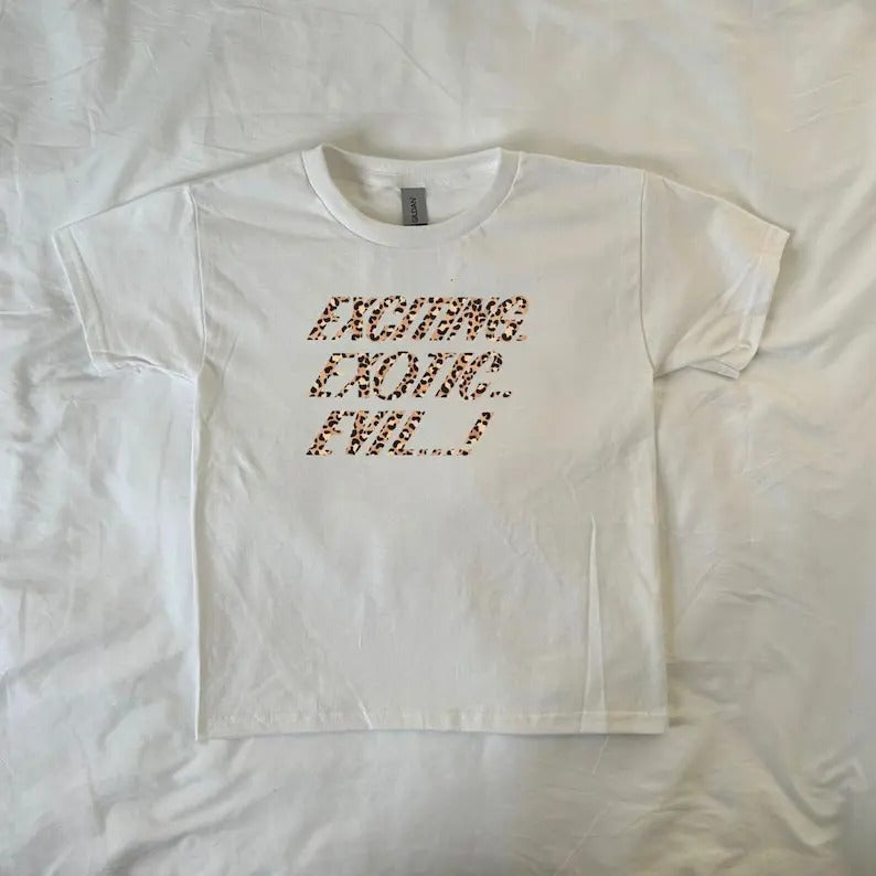 Exciting, Exotic, Evil Baby Tee, y2k clothing, Pinterest ,vintage, leopard print, 90s style baby tee, streetwear, ahs style, Retrostyle{n002}2