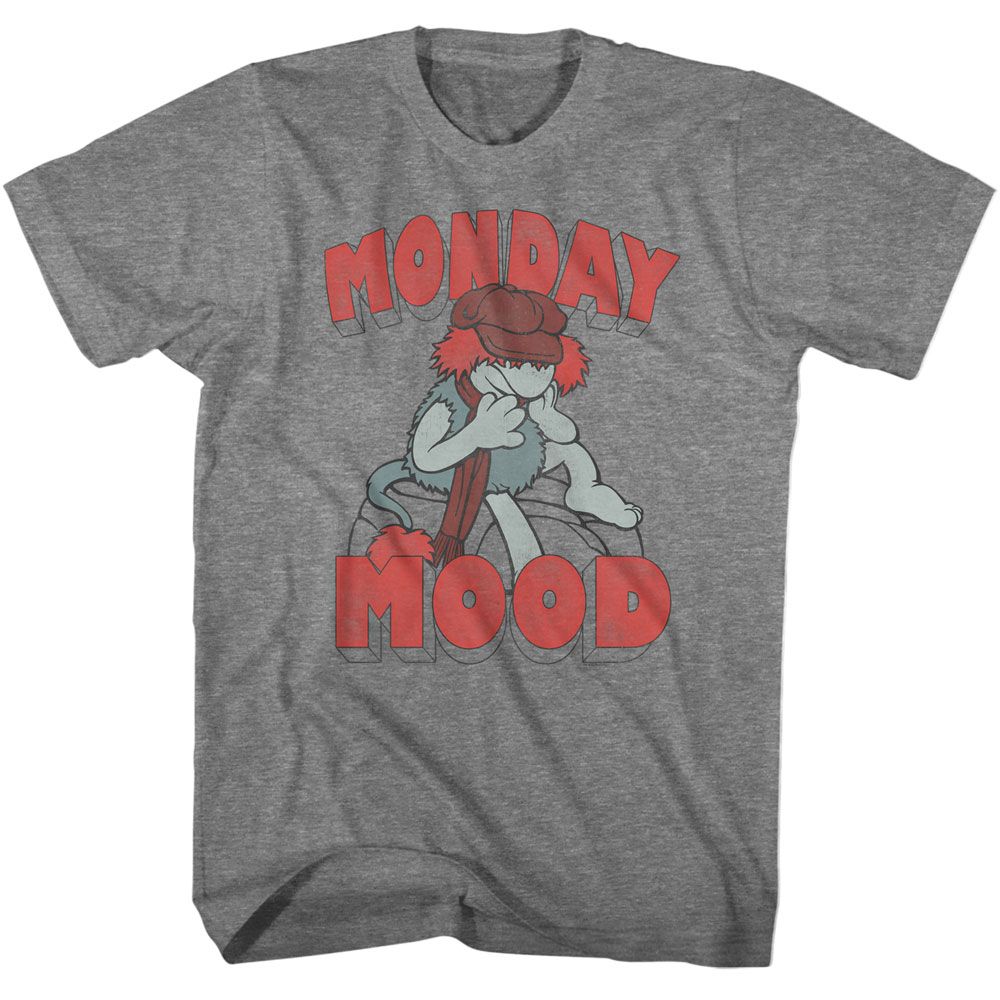 Fraggle Rock - Monday Mood - American Classics - Solid Gray Adult Short Sleeve T-Shirt