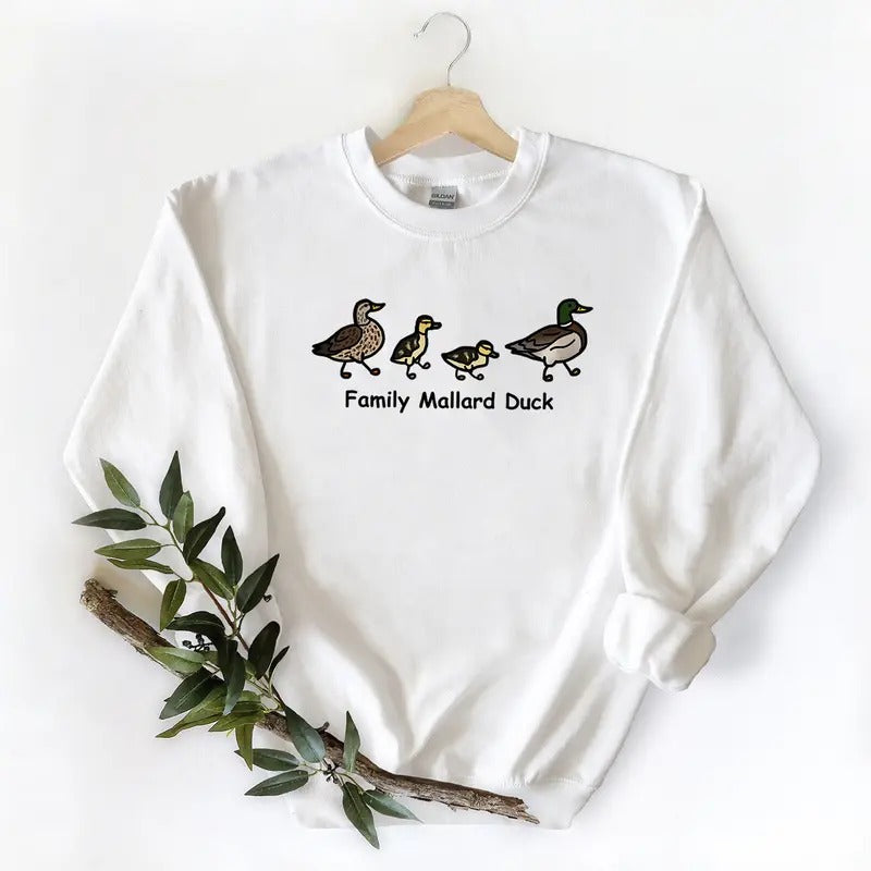 Family Mallard Duck Funny Unisex Tshirt, Pullover Sweatshirt Hoodie, Hunting Season lovers Duck, Cotton
