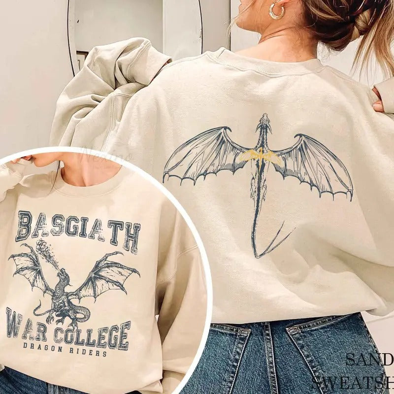 Fourth Wing Double-Sided Sweater, Basgiath War College Sweatshirt, Fourth Wing Shirt, Dragon Rider Shirt, Bookish Shirt, The Empyrean Series