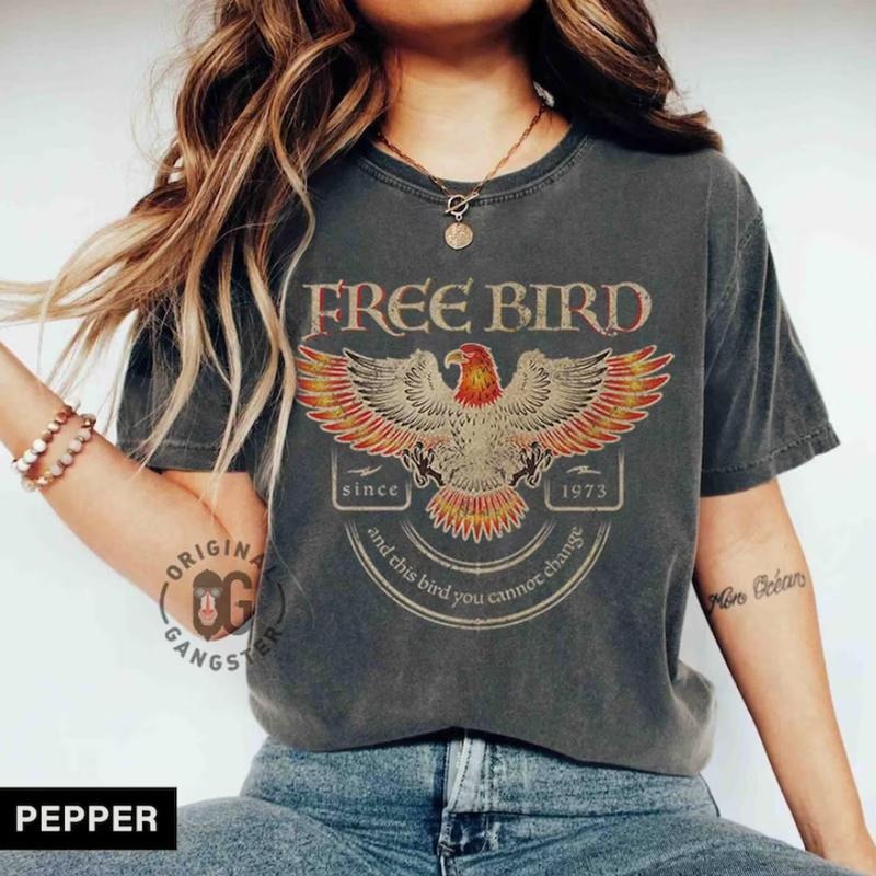 Free Bird Shirt, Vintage Rock Band Tee, Retro Music Graphic T-Shirt, Oversized Trendy Outfit