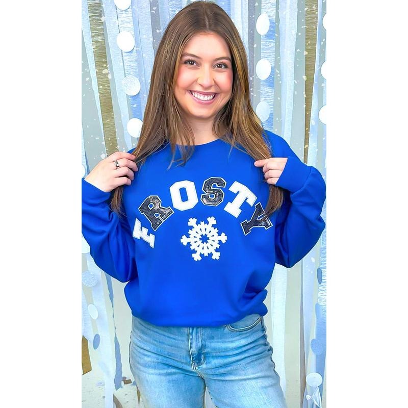 Frosty Sequin Christmas Graphic Sweatshirt