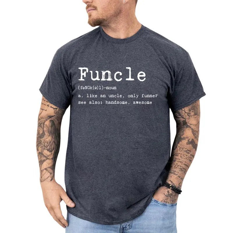 Funcle Definition Shirt for Men, Funny Uncle Tee, Uncle To Be Tops, New Uncle Tshirt, Humorous Gifts from Niece Nephew, Classic Cotton Fabric Menswear