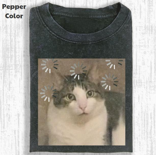 Funny Animal Vintage Graphic Tee, Cat Reload The Brain T-Shirt, Animal Shirt, Unisex Meme Cringe Funny Shirt, Menswear Womenswear Streetwear Cotton Comfort