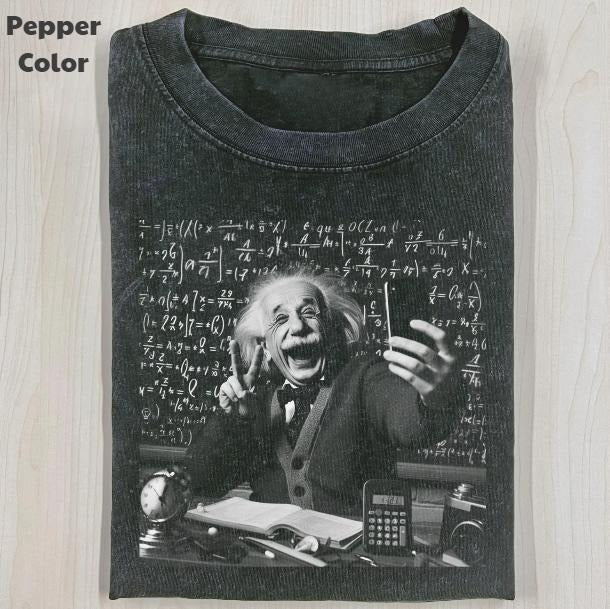 Funny Character Vintage Graphic Tee, Albert Einstein Solve Math T-Shirt, Unisex Meme Cringe Funny Shirt, Menswear Womenswear Streetwear Cotton Comfort