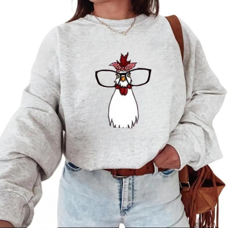 Funny Chicken Shirt, Farm Girl Outfit, Ladies Chicken Sweatshirt, Chicken Lover With Bandana Glasses Shirt, Unisex