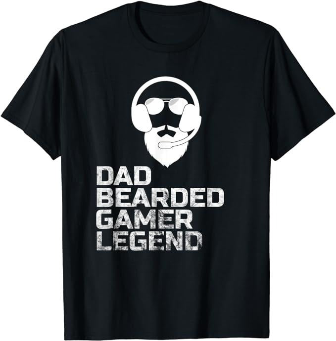 Funny Gamer Shirts, Special Gifts For Gamers, Funny Bearded Video Gamer Gaming Beard Dad Father's Day T-Shirt Menswear Casual Classic
