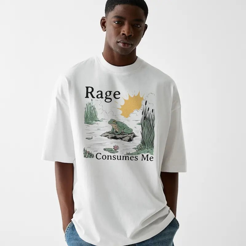 Funny Meme Shirt, Rage Consumes Me Frog T-Shirt, Funny Frog Graphic Tee, Quirky And Humorous Quote Design Merch