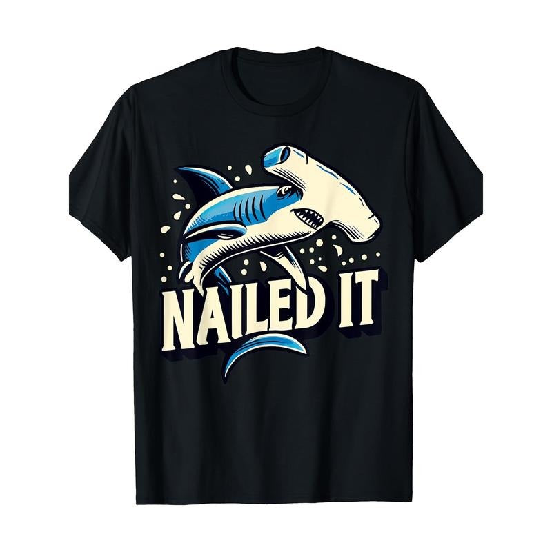Funny hammerhead shark pins its T-shirt Made in USA