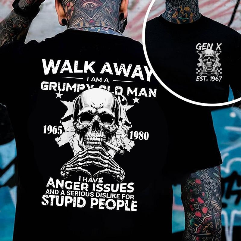 Gen X Customize Year Badass Generation T-shirt, Grumpy Old Man Shirt 100% Cotton Unisex Comfort Womenwear Graphic Crew Neck Long Sleeve Autumn Casual Christmas Pull On - For Women For Men