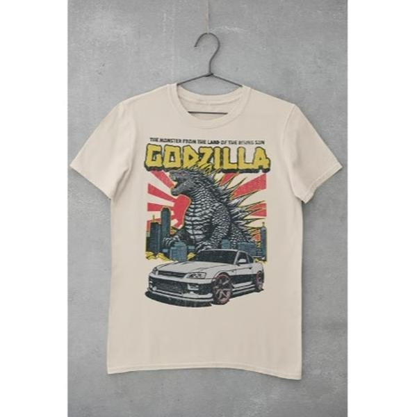 Godzilla and GTR Vintage Unisex Graphic Tee - Retro Unis Menswear Top