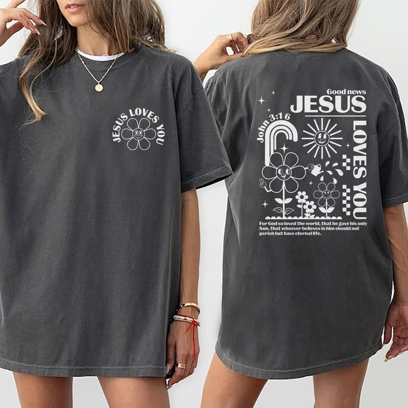 Good News Jesus Loves You Shirt, Christian Shirt For Women, Jesus Christ Gospel Shirts, Bible Verse Spiritual T-shirt