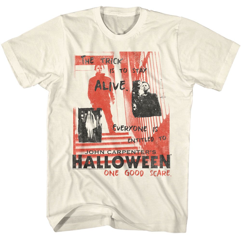 Halloween - One Good Scare Handwritten - American Classics - Solid Off-White Adult Short Sleeve T-Shirt