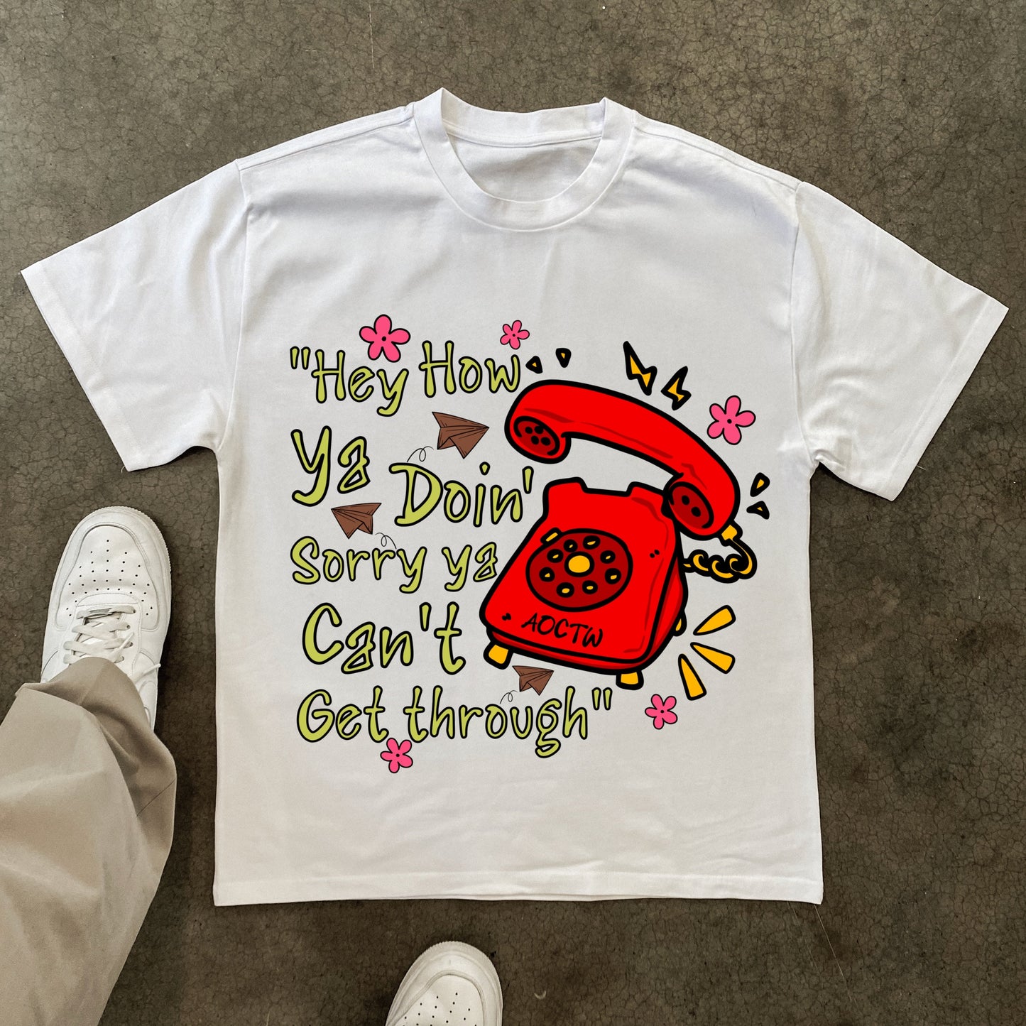 'HEY HOW YOU DOIN' HEAVYWEIGHT WHITE T-SHIRT