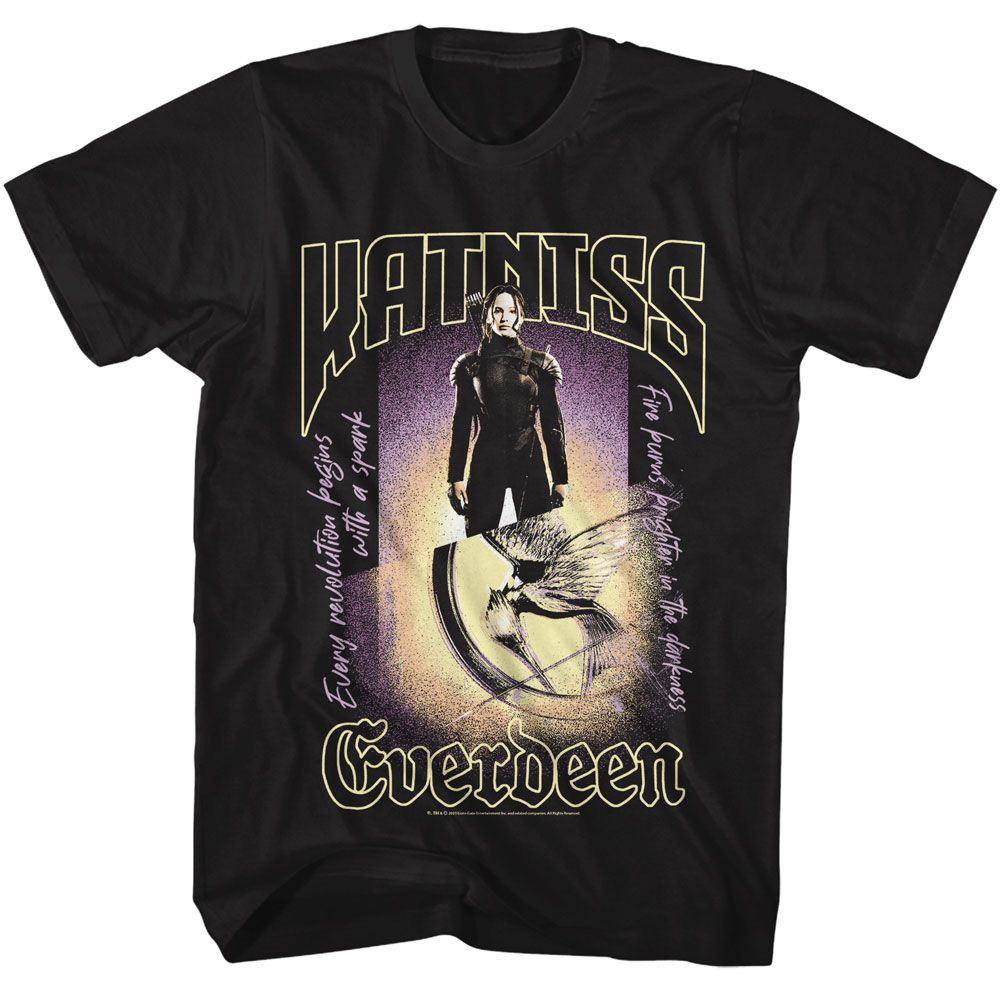 Hunger Games - Katniss Everdeen - American Classics - Solid Black Adult Short Sleeve T-Shirt