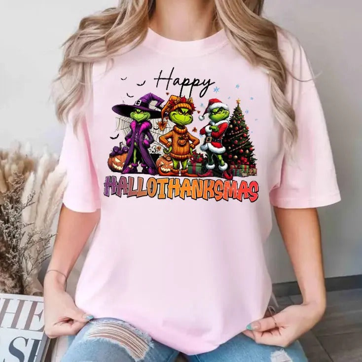 Hallothanksmas Movie Sweatshirt, Tree Xmas, Merry Christmas, Xmas Trending, Funny Christmas Shirt, Xmas Farmer Family Gift, Holiday Sweatshirt