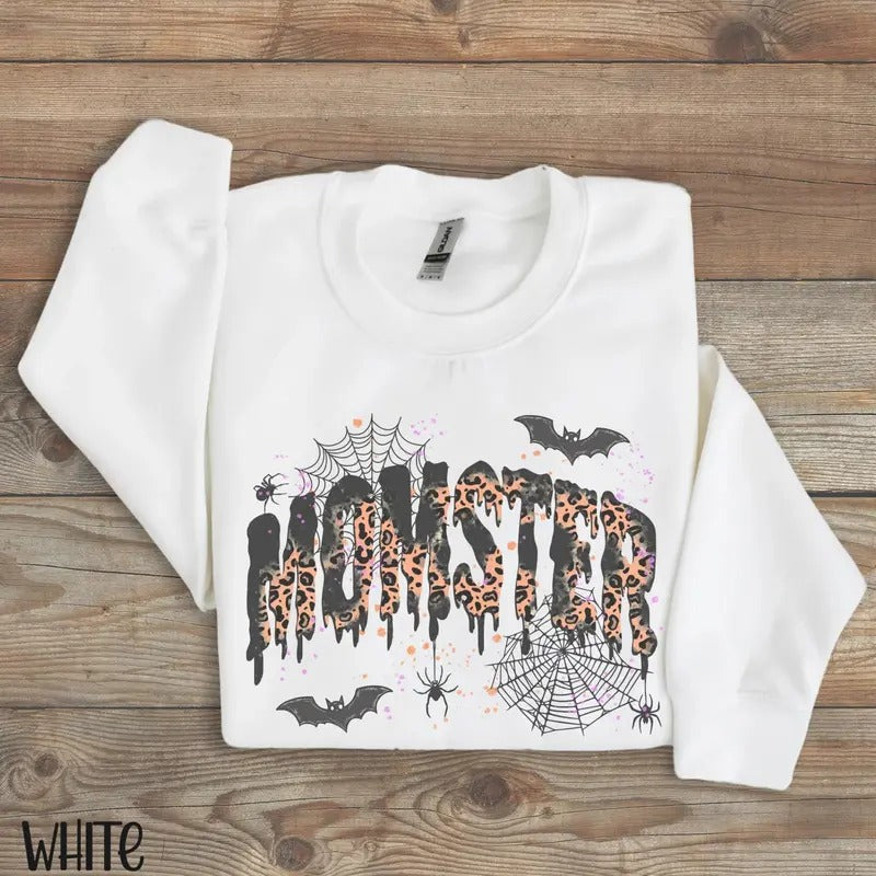 Halloween Mom Sweatshirt, Momster Sweatshirt for Halloween, Spooky Season Crewneck,Funny Halloween Mama Sweater,Gift for Mom Halloween Shirt