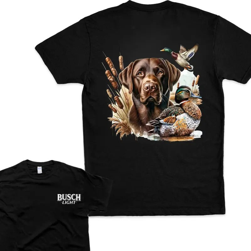 Hunting Busch Light Dog Companion Graphic T-Shirt Top