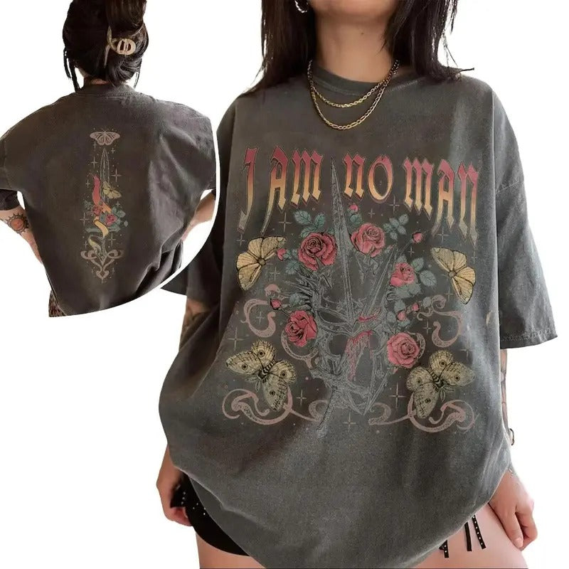 I Am No Man Double Side T-Shirt, LOTR T-Shirt, Fantasy Reader Tee, Book Quote Tee, Girl Power Shirt, Gift for Birthday