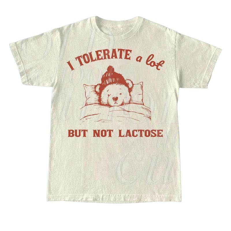 I Tolerate A Lot But Not Lactose Retro 90s Shirt, Vintage Lactose Intolerant T Shirt, Tummy Ache, Funny Saying Shirt, Milk Shirt, Funny Cow