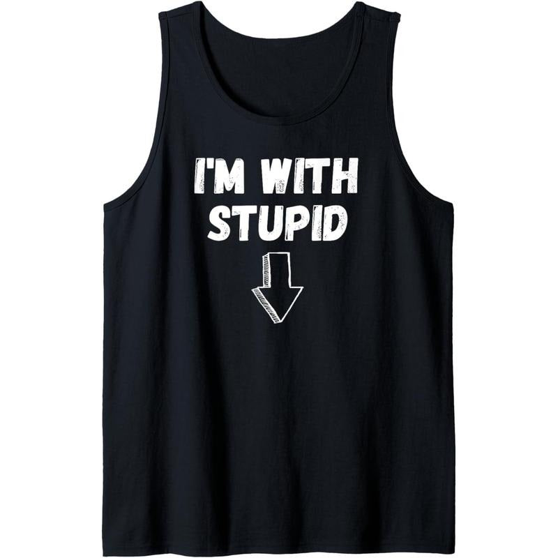 I'm With Stupid, Down Arrow, Funny Joke, Fun Costume Tee Tank Top MADE IN USA