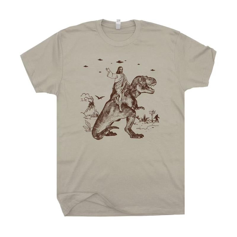 Jesus Riding Dinosaur T-Shirt, Funny T-Shirts Sweatshirt, Gift for Women