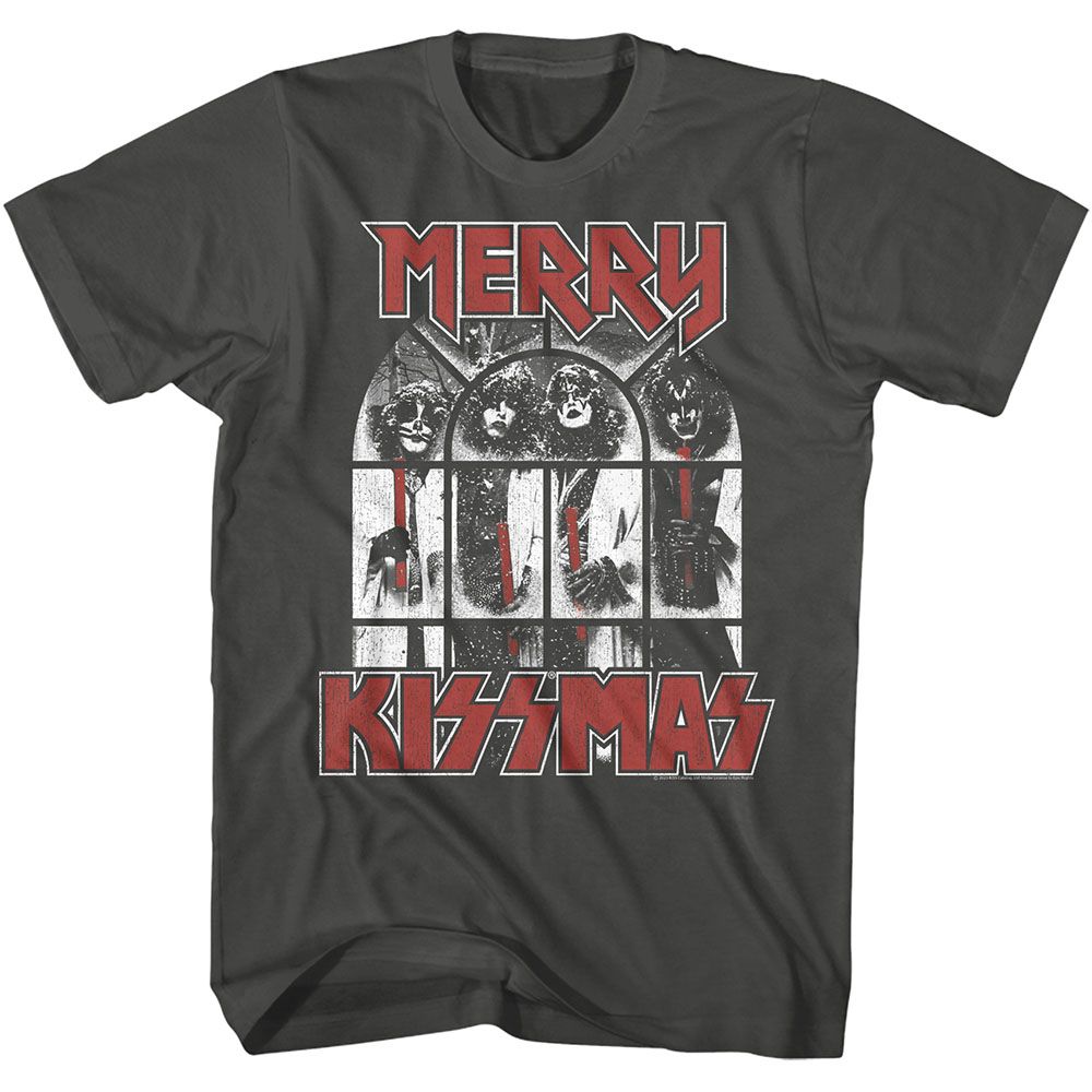 KISS - Snowy Mas - American Classics - Solid Gray Adult Short Sleeve T-Shirt