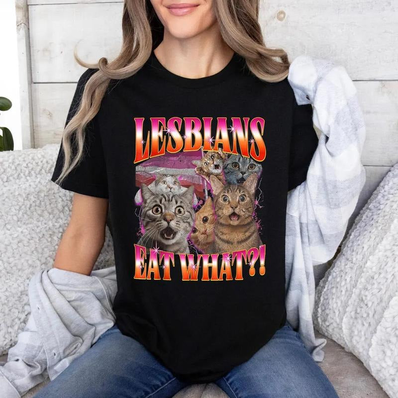 Lesbian Pride Shirt, Gay Shirt, LGBTQ Shirt, Cat Shirt, Lesbians Eat What Shirt, Funny Gift