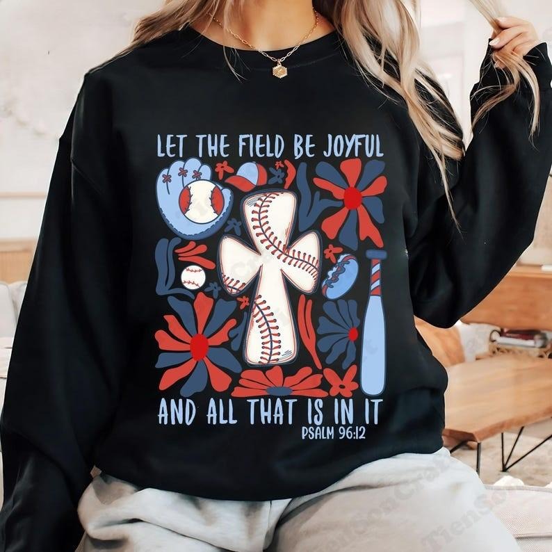 Let The Field Be Joyful Tshirt, Boho Baseball Shirt, Baseball Tee, Christian Tees, Bible Verse ,Boho Christian T-Shirt, Retro Baseball