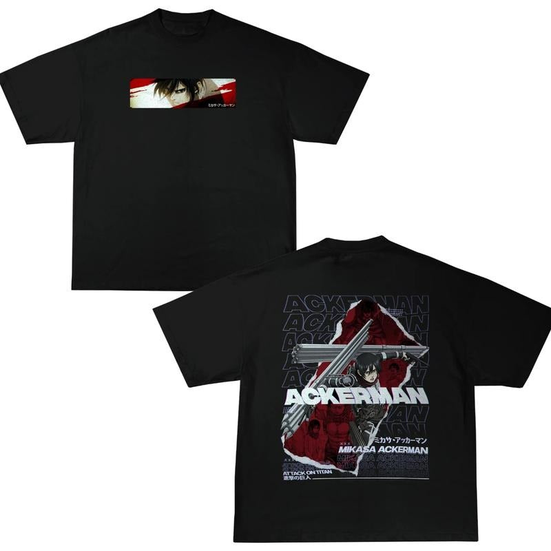 MIKASA ACKERMAN VINTAGE T-SHIRT, ATTACK ON TITAN SHirt, ATTACK ON TITAN Shirt, ATTACK ON TITAN Merch, Anime Shirt, Vintage Graphic Tee, Anime Graphic Tee, gift For fan Top Menswear
