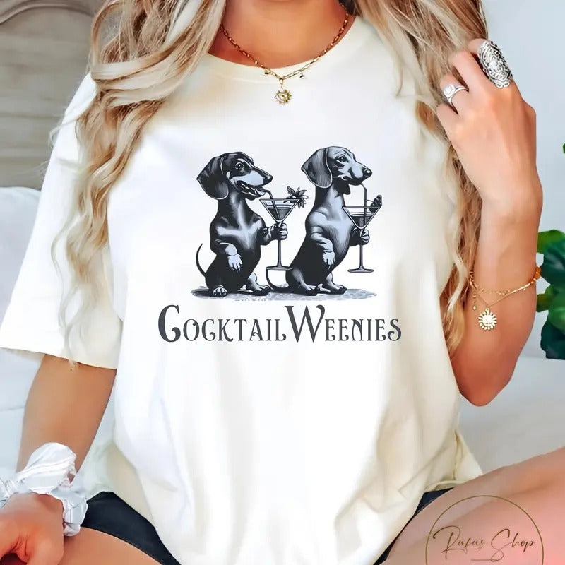 Martini Cocktail Lover Dachshund Cocktail Weenies Dachshund T-shirt Funny Dog Lover Tshirt - Cute Gift For Pet Owners