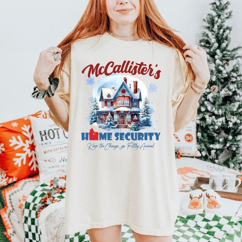 McCallister Home Security T Shirt, Christmas Movie Sweater, Funny Christmas Sweatshirt, McCallister Shirt, Christmas Gift, Xmas Movie