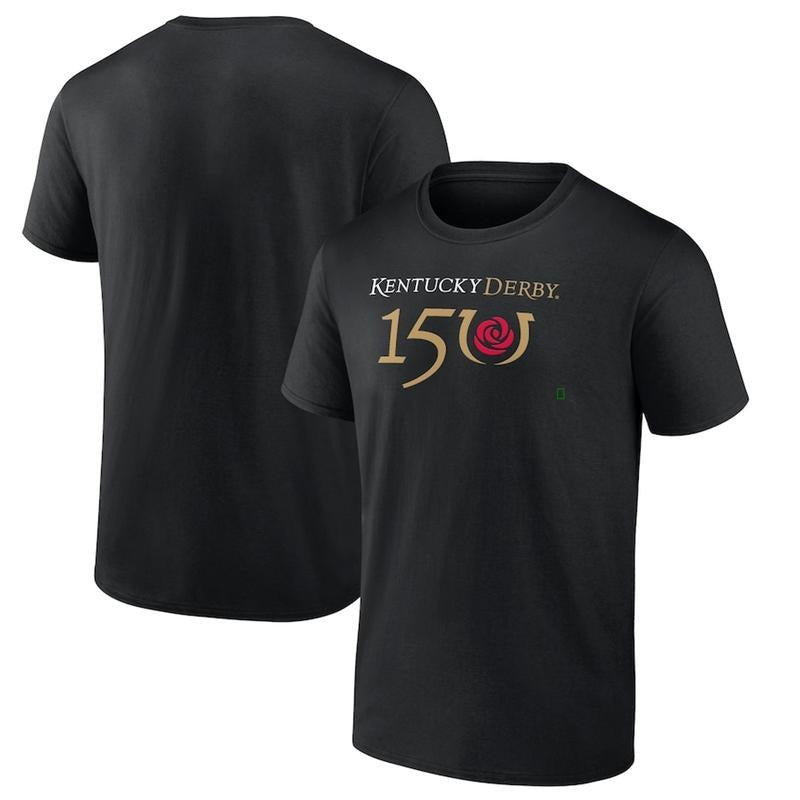 Men's Black Kentucky Derby 150 Logo T-Shirt, Official Primary Graphic Tee, Churchill Downs 2024 Shirt M90R4