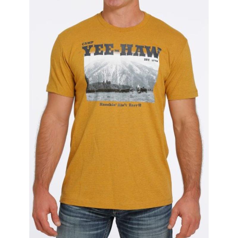 Men's Cinch Gold T-Shirt, Ranchin' Ain't Easy Graphic, Western Cowboy Workwear
