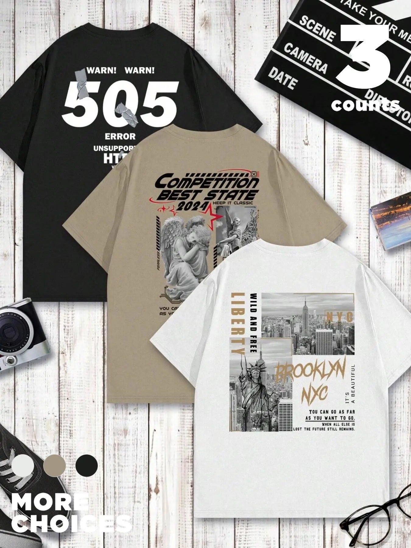 Men's Letter & Figure Print Short Sleeve Graphic Tee, Regular Fit Casual Street Round Neck T-shirt for Summer, Men's Top for Daily Wear